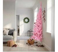 vidaXL Demi sapin de Noël artificiel avec support Rose 210 cm PVC 344673 Rose G