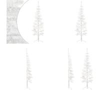 vidaXL Demi-sapin de Noël artificiel avec support Svelte blanc 150 cm - Demi-sapin de Noël artificiel - Demi-sapins de Noël artificiels - Arbre de Noël - Arbre de Noël artificiel