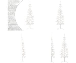 vidaXL Demi-sapin de Noël artificiel avec support Svelte blanc 150 cm - Demi-sapin de Noël artificiel - Demi-sapins de Noël artificiels - Arbre de Noël - Arbre de Noël artificiel