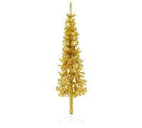 vidaXL Kunstkerstboom half met standaard smal 120 cm goudkleurig344589 Or G
