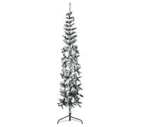Demi sapin de Noël artificiel mince avec neige floquée 180 cm