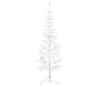 vidaXL Demi sapin de Noël artificiel mince avec support Blanc 120 cm