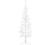 vidaXL Demi Sapin de Noël Artificiel Mince avec Support Arbre de Noël Décoration de Vacances Ornement de Fête Salon Intérieur Blanc 120 cm Blanc G