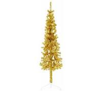 vidaXL Demi sapin de Noël artificiel mince avec support Doré 150 cm