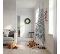 vidaXL Demi sapin de Noël avec support - Argenté 210 cm
