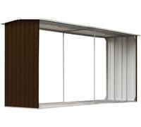 vidaXL Dépôt de bois de chauffage Acier galvanisé 330 x 92 x 153 cm Marron
