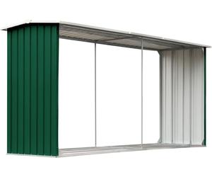 vidaXL Dépôt de bois de chauffage Acier galvanisé 330 x 92 x 153 cm Vert