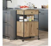 VIDAXL Desserte de cuisine chêne 56 x 43 x 89,5 cm - chariot sur roulettes (2 freins)