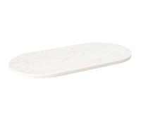vidaXL Dessus de table blanc 110x55x2,5 cm bois de pin massif ovale