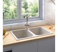 VidaXL Deux lavabos - Beige Granit