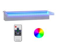 vidaXL Déversoir pour Cascade avec LED Fontaine de Piscine Cascade d'Etang de Jardin Décoration d'Extérieur Fontaine Terrasse RVB Inox 45 cm