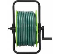 vidaXL Dévidoir de tuyau sur pied Vert avec 30 m de tuyau PVC