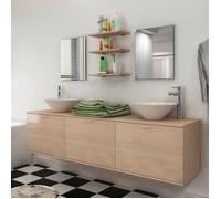 VidaXL Dix pièces pour salle de bains avec lavabo et robinet beige