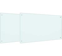 vidaXL : Dosseret de cuisine, 2 pièces, blanc, 100 x 60 cm, verre trempé