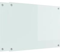 vidaXL Panneau arrière de cuisine 2 pièces Blanc 80 x 60 cm Verre trempé