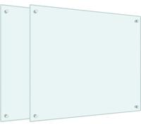 vidaXL Dossiers de cuisine 2 pcs. Blanc 70x60 cm verre trempé