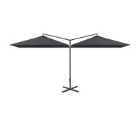 vidaXL Double parasol avec mât en acier 600x300 cm Anthracite