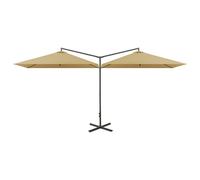 vidaXL Double parasol avec mât en acier 600x300 cm Taupe