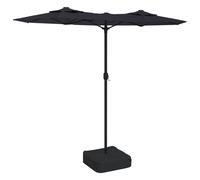 vidaXL Double parasol noir 316x145 cm