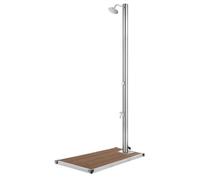 vidaXL Douche de jardin 220 cm en acier inoxydable avec plaque de base brune