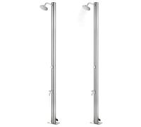 vidaXL Douche de jardin avec plaque de base brune 220 cm acier inoxydable