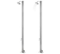vidaXL Douche de jardin avec plaque de sol grise 220 cm acier inoxydable