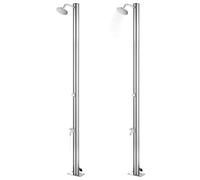 vidaXL Douche de jardin avec plaque de sol grise 220 cm acier inoxydable