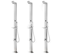 vidaXL Douche de jardin avec plaque de sol grise 225 cm acier inoxydable