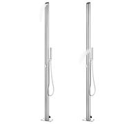 vidaXL Douche de jardin avec plaque de sol grise 225 cm acier inoxydable