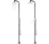 vidaXL Douche de jardin avec plaque de sol grise 230 cm acier inoxydable