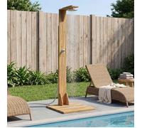 vidaXL : Douche de jardin, 219 cm, bois d'acacia massif et acier inoxydable, blanc