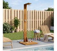 vidaXL Douche de jardin 219 cm en bois d'acacia massif et acier inoxydable, finition naturelle