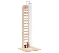 vidaXL Douche d'extérieur 223 cm en bois massif de pin et acier inoxydable, douche extérieure réglable, moderne, résistante au temps, station en acier inoxydable, solution d'hygiène de piscine