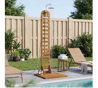 vidaXL : Douche de jardin, 225 cm, en bois d'acacia massif et en acier inoxydable, finition naturelle