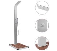 vidaXL Douche d'extérieur avec receveur de douche WPC Acier inoxydable