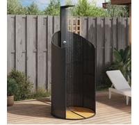 vidaXL Douche de jardin noire 100x100x241,5 cm Poly rotin bois d'acacia