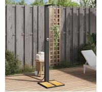 vidaXL Douche de jardin 50x55x224 cm – Noir en poly rotin et bois d'acacia, poignée rotative