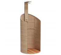 vidaXL Douche d'Extérieur, Meuble de Jardin avec Poignée Rotative, Douche de Piscine Patio Arrière-Cour, Beige Résine Tressée Bois Acacia