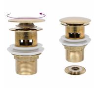vidaXL Drain à Poussoir avec Débordement Bouchon de Vidange Drain d'Evier Drain de Lavabo Salle de Bain Maison Doré 6,4x6,4x9,1 cm