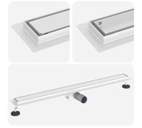 vidaXL Drain de Douche avec Couverture en Verre Argenté 90 cm
