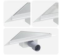 vidaXL Drain de Douche Triangle 2 en 1 Argenté 32 x 32 x 7,5 cm, Évacuation Stylish en Triangle, Accessoire Moderne pour carrelage, Gain de Place élégante, Coin INOX
