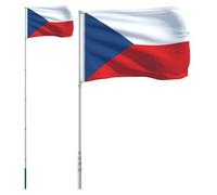 vidaXL Drapeau tchèque et mât 5,55 m Aluminium