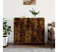 Vidaxl Buffet Chêne Fumé 90x34x80 Cm Bois D'ingénierie Marron