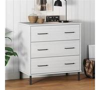 vidaXL Dressoir met 3 lades OSLO 77x40x79,5 cm massief hout wit350981 Blanc G