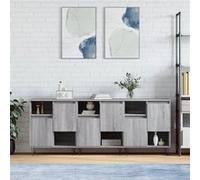 vidaXL Dressoirs 3 st bewerkt hout grijs sonoma eikenkleurig3190155 Gris G