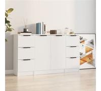 vidaXL Dressoirs 3 st bewerkt hout wit3115836 Blanc G