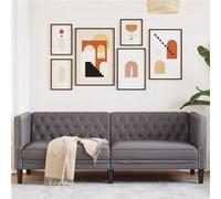 vidaXL Canapé à 3 places Chesterfield similicuir gris 372669