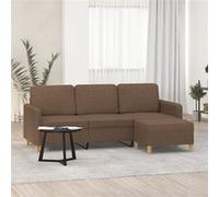 vidaXL Canapé 3 places avec repose-pieds - Marron