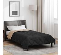 vidaXL Duvet d'été simple Noir et Taupe 200 x 140 cm Microfibre