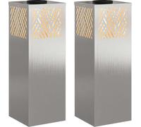 vidaXL Éclairage solaire LED pour allée 2 pièces en acier inoxydable argenté